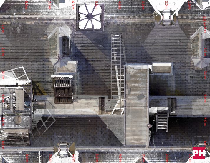 3D scannen daken gebouwencomplex