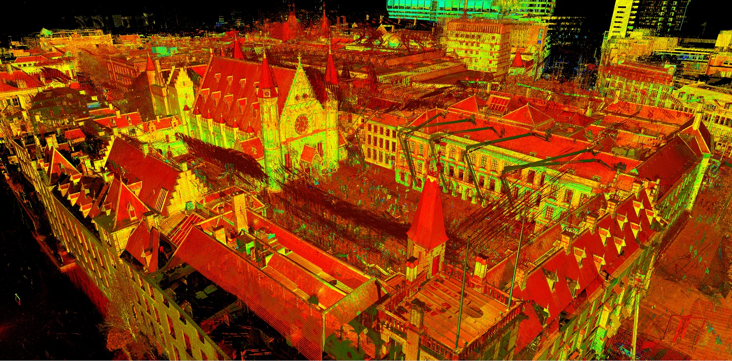 Ongekleurde pointcloud Binnenhof Den Haag gemaakt met high-end 3D laserscanner